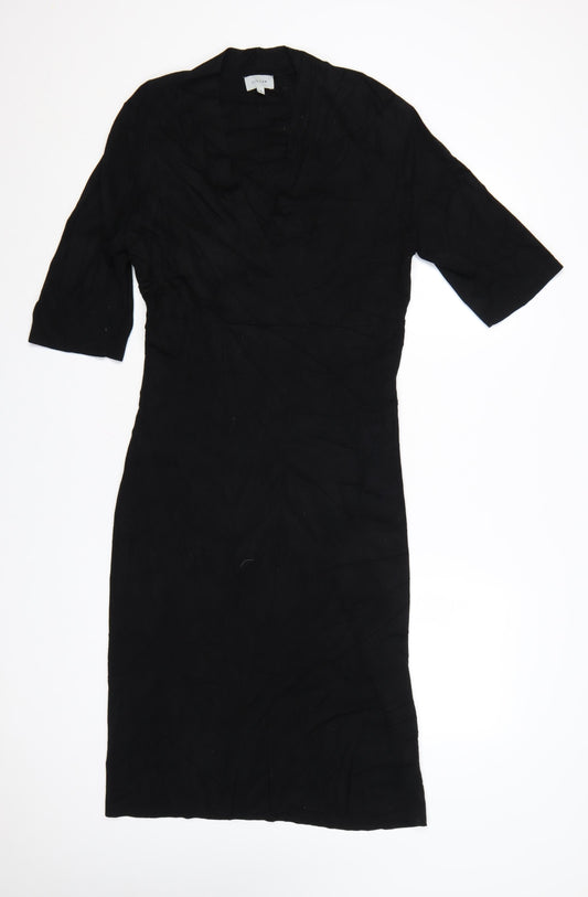 Jigsaw Women's Black Medium Bodycon Knit V-Neck Dress