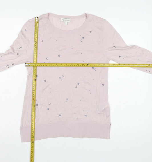 Monsoon Women’s Pink Star Embroidered Cotton Cashmere Jumper Size S