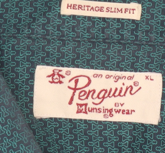 Original Penguin by Munsingwear Men’s Green Short Sleeve Slim Fit Shirt XL