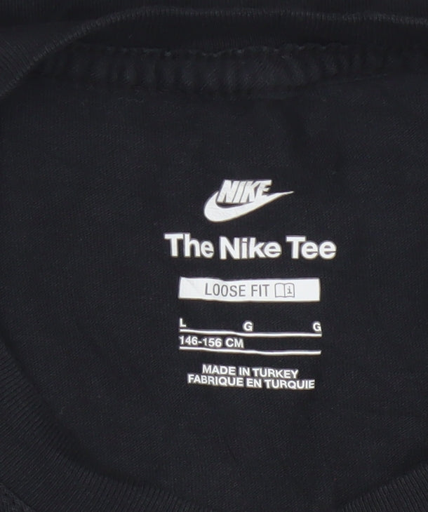 Nike Boys Black Loose Fit T-Shirt 146-156cm Short Sleeve Cotton Tee