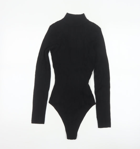 Additional front view of Missguided Petite Black Roll Neck Long Sleeve Bodysuit UK 4