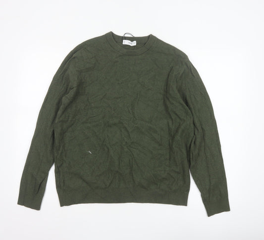 Mango Womens Green Crew Neck Knit Pullover Jumper Size 14