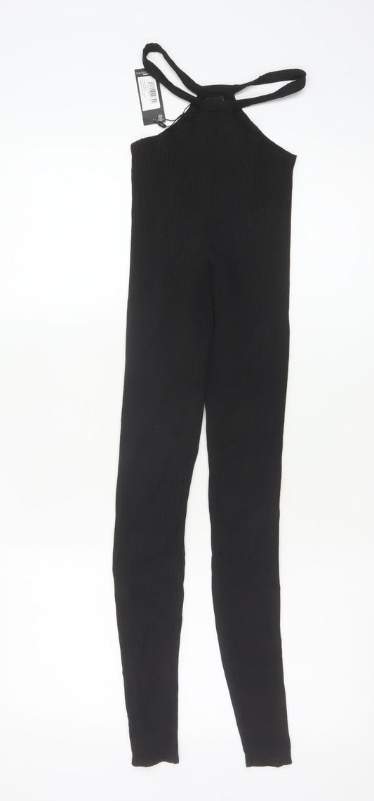 PrettyLittleThing Women Black XS Ribbed Skinny Trousers
