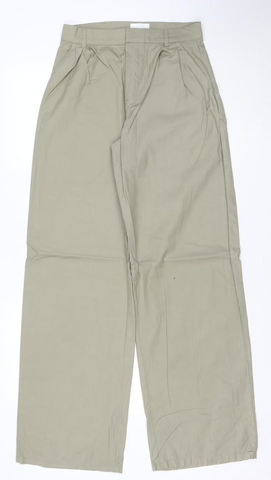 Pull & Bear Men's Beige Wide-Leg Viscose Cotton Trousers Size S
