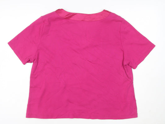 CC Petite Women's Pink Beaded Scoop Neck Cotton T-Shirt XL