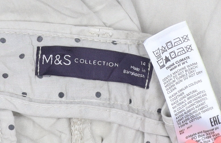 Brand and care label for Marks & Spencer Men Beige Regular Fit Chino Trousers, size 14
