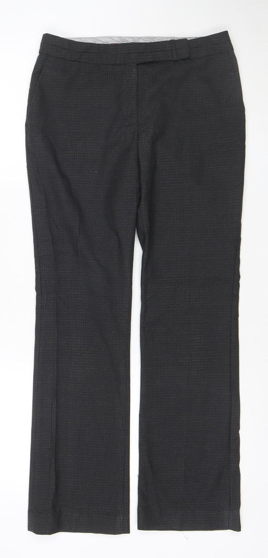 Additional front view of Next women’s black check regular fit dress trousers, size UK 8