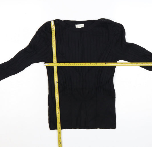 Monsoon Women's Black Knit Pullover Jumper Size M Boat Neck
