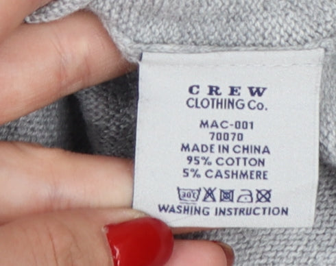 Additional view of Crew Clothing Men's Grey V-Neck Cotton Cashmere Jumper, size S