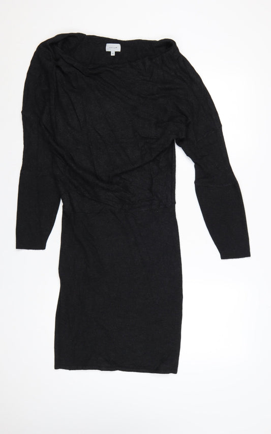 Jigsaw Women’s Black Wool Bodycon Knit Dress M Long Sleeve