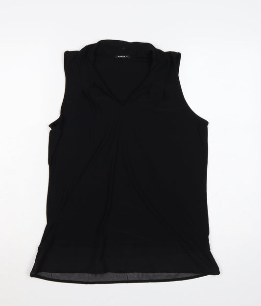 Additional front view of Roman women’s black, size UK 12, sleeveless v-neck jersey blouse