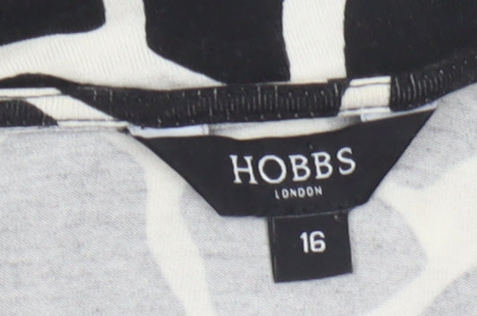 Hobbs Women’s Black Animal Print Wrap Dress Size 16 Short Sleeve