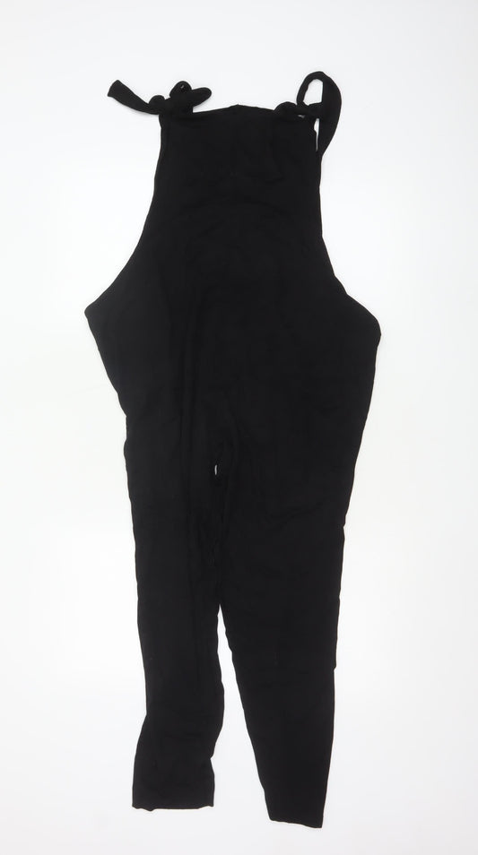 Additional front view of ASOS Design Women Black Maternity Jumpsuit Viscose UK 12