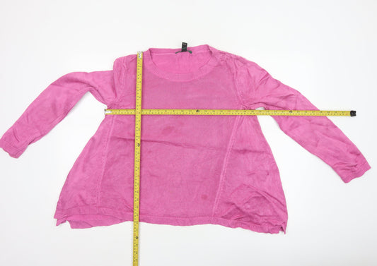Ralph Lauren Women’s Pink Cotton Viscose Crew Neck Long Sleeve Jumper Size L