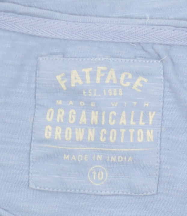 FatFace Women's Blue Organic Cotton Short Sleeve T-Shirt Size 10