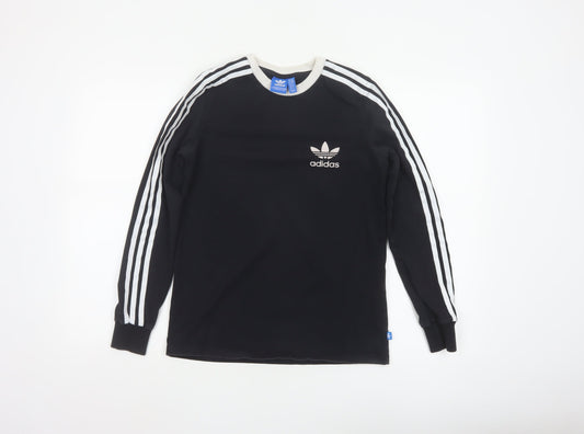 Additional front view of Adidas Women Black Long Sleeve Crew Neck Jersey Top, size 10