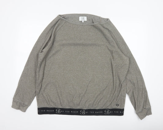 Ted Baker Women’s Grey Knit Jersey Long Sleeve Top Size 18