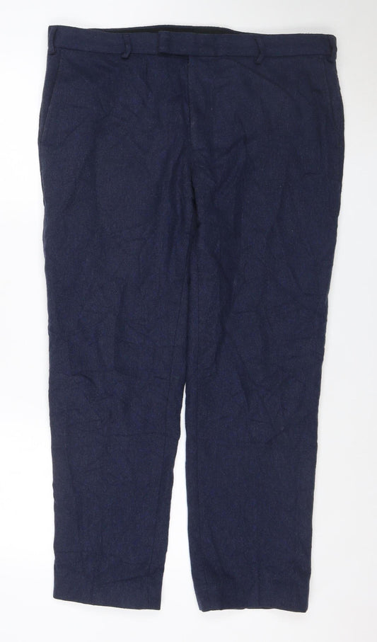 Marks and Spencer Men's Blue Wool Blend Tailored Dress Pants 38S