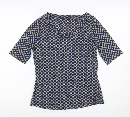 Marks & Spencer Womens Blue Floral Cotton T-Shirt Size 12
