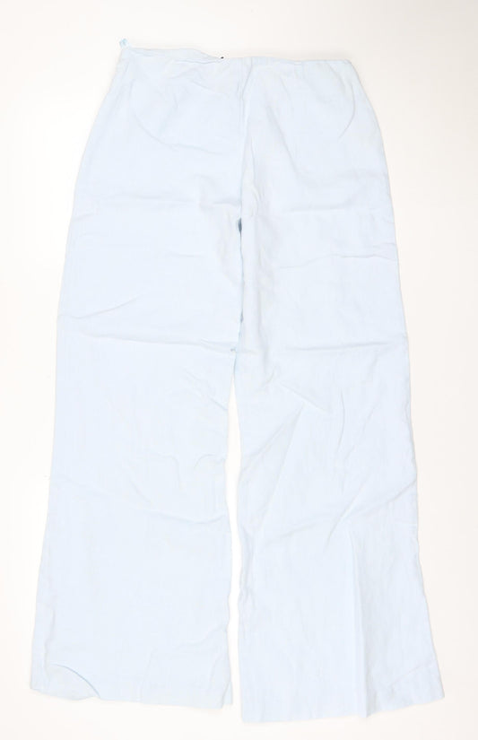 Nougat London Women's Light Blue Linen Wide-Leg Trousers Size 10