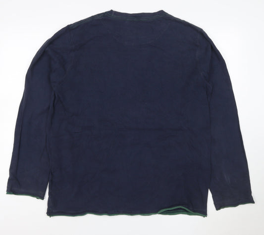 Boden Men's Blue Long Sleeve Crew Neck Cotton T-Shirt Size M