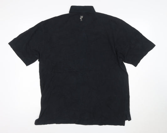 Ashworth Men's Black Cotton Golf Polo Shirt Size M Regular Fit
