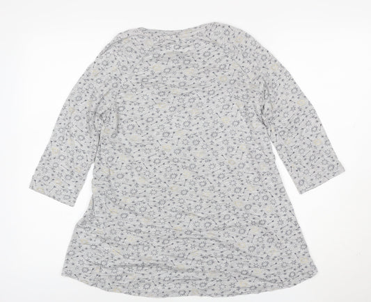 Boden Women Grey Star Print Tunic T-Shirt XS 3/4 Sleeve