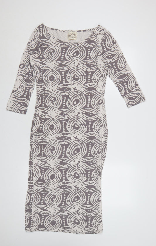 A Postcard From Brighton Women's Grey Geometric Bodycon Midi Dress M