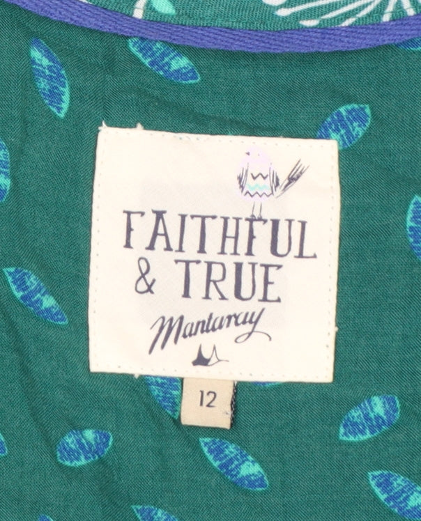 Mantaray Faithful & True Green Floral Sleeveless Wrap Dress Size 12