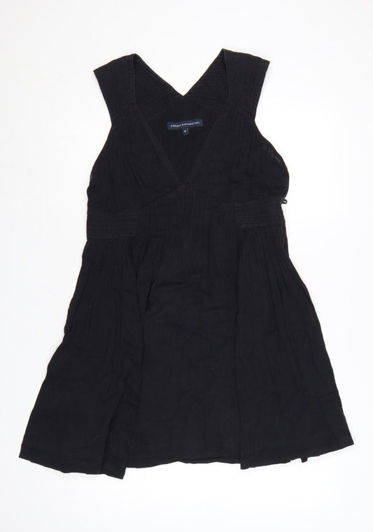 Additional front view of French Connection Women's Black Cotton A-Line Sleeveless Dress, size 12