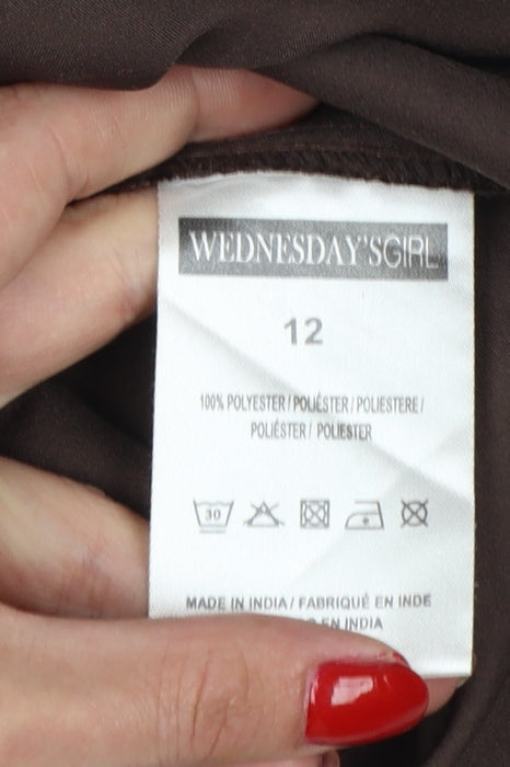 Wednesday’s Girl Women Brown Long Satin Skirt Size 12