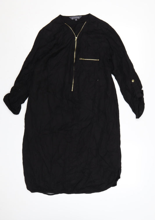 Sonsandar Women’s Black Knee Length Zip Shirt Dress Size 10
