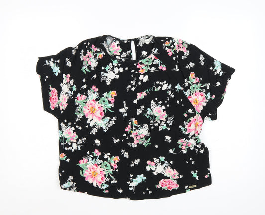 Marks & Spencer Women’s Black Floral Viscose Blouse Size 14