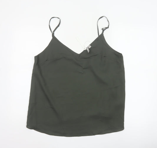 Additional front view of ASOS Women Green UK 16 Adjustable Strap V-Neck Camisole Tank Top