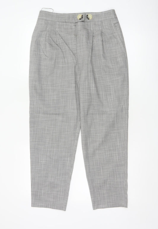 Topshop Women Grey Size 10 Pleated Tapered Dress Trousers Pockets
