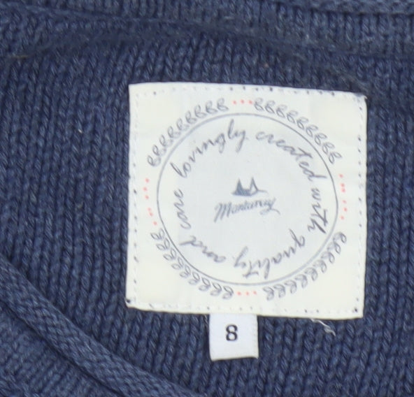 Additional view of Mantaray Women’s Blue Ivory Stripe Cable Knit Pocket Jumper UK 8 Cotton