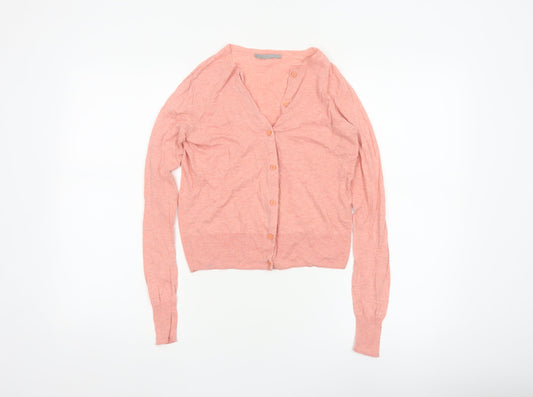 COS Women Pink XS Cotton V-Neck Button Knit Cardigan