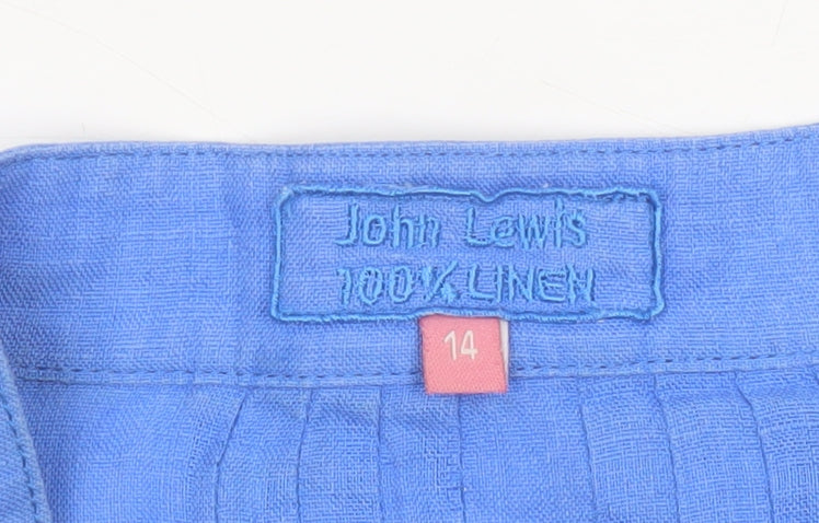John Lewis Women Blue Linen Pleated Tunic Button-Up Shirt UK 14