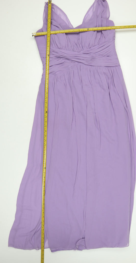 Bessy Collection Women Purple UK 18 Maxi Pleated Chiffon Occasion Dress