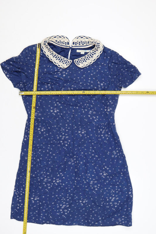 Boden Women Blue Floral Fit & Flare Knee Length Dress UK 10