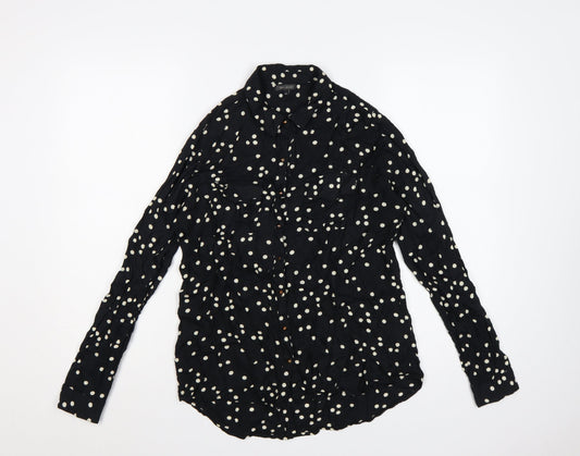 River Island Women’s Black Polka Dot Size 10 Button-Up Shirt