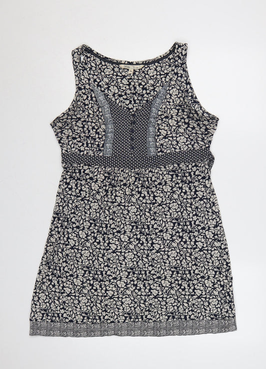 FatFace Women Black Ivory UK 14 Floral Knee Length Fit & Flare Dress