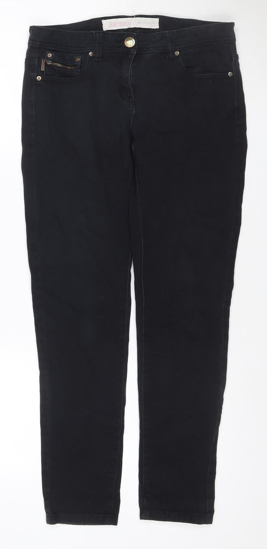 Next Women’s Black Skinny Jeans UK 10 Regular Zip Detail
