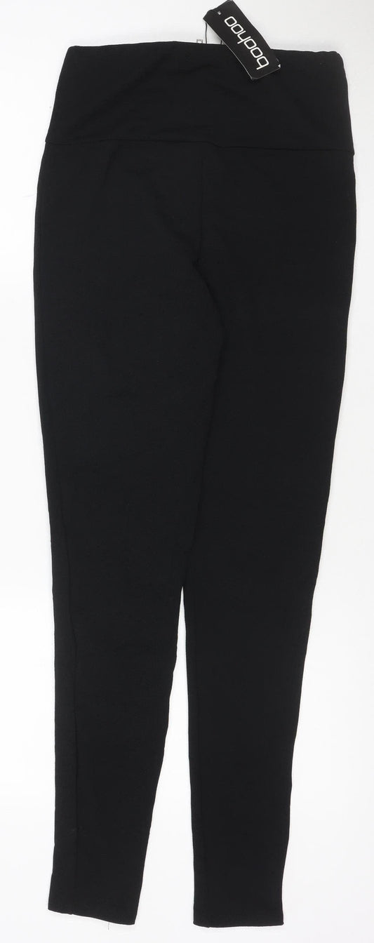 Boohoo Women's Black UK 6 Skinny Ankle Stretch Trousers Zip