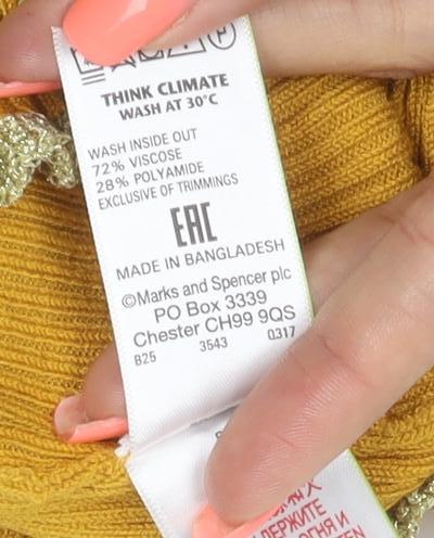 Marks & Spencer Women Orange UK 10 Cropped Rib Knit High Neck Top