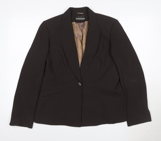 Additional front view of Principles Women’s Brown, size UK 16, One Button Lined Blazer Jacket