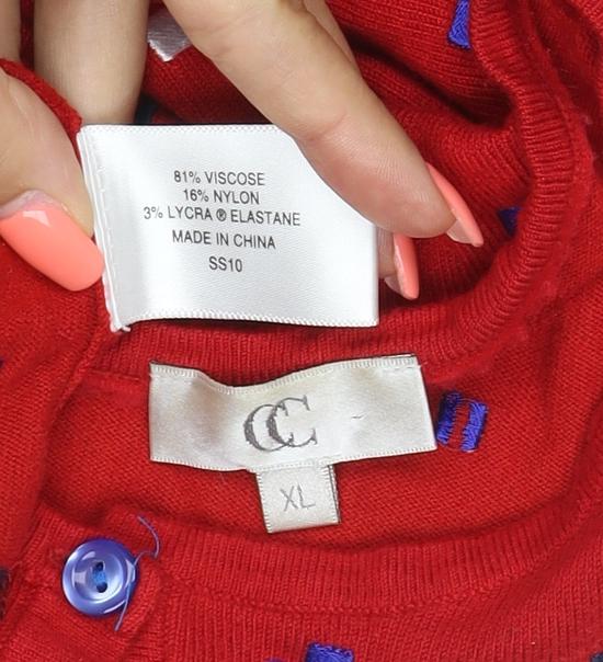 Country Casuals Women’s Red Geometric Button Cardigan XL Long Sleeve