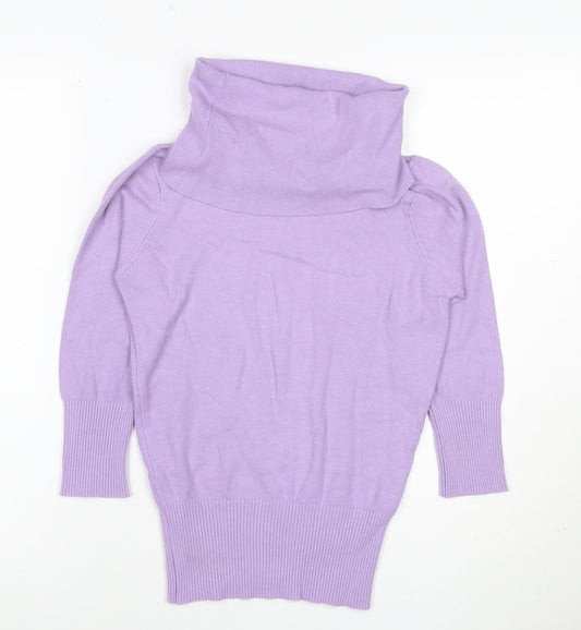 Oasis Women’s Purple UK 10 Roll Neck Knit Pullover Jumper