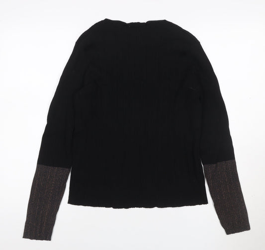 MNG Women Black S Rib Knit Crew Neck Slim Fit Jumper