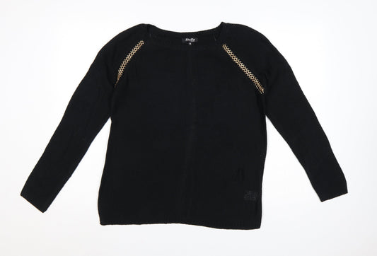Stella Morgan Women’s Black UK 10 Gold Chain Raglan Knit Jumper